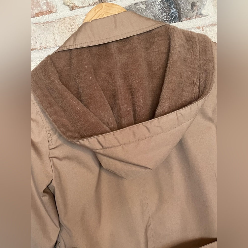 LONDON FOG Vintage Khaki Removable Hood Trench Coat Women’s Size 8 Petite - Picture 3 of 11